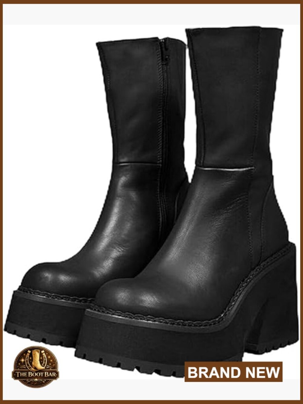 Women's Chunky Heel Platform Ankle Boots Round Toe Combat Booties